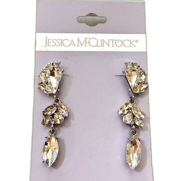 Jessica McClintock Crystal Drop Earrings - Picture 1 of 3